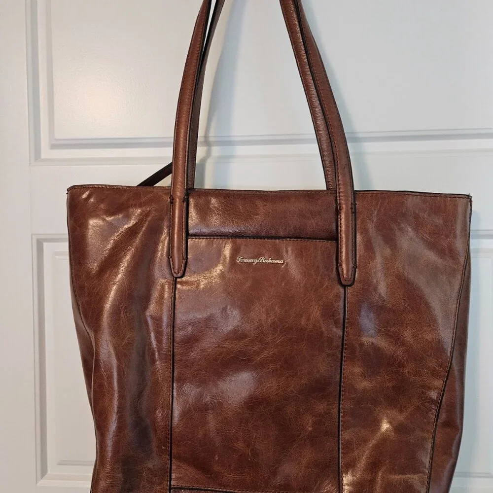 Tommy Bahama Brown Leather Shoulder Bag - Picture 2 of 14